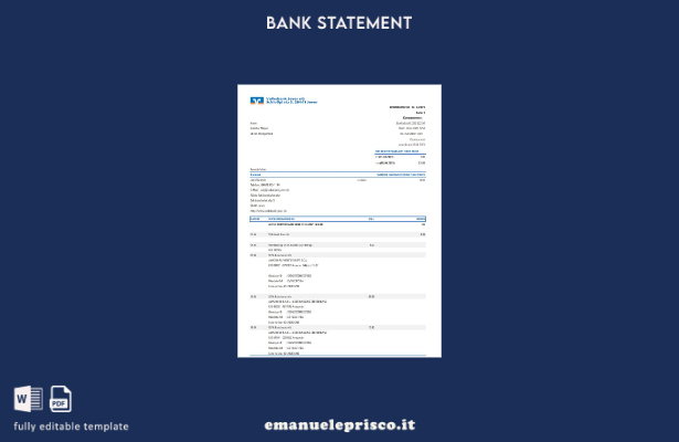 modello excel di estratto conto bancario Germania Volksbank Jever in stile verif